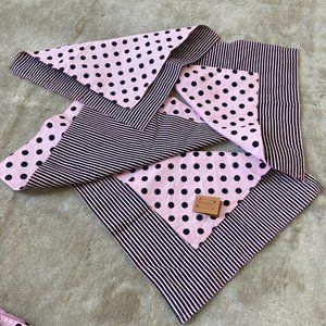 Polka Dot Stripe Square Placemats, 18x18, Pink/Black Reversible, 4 Piece